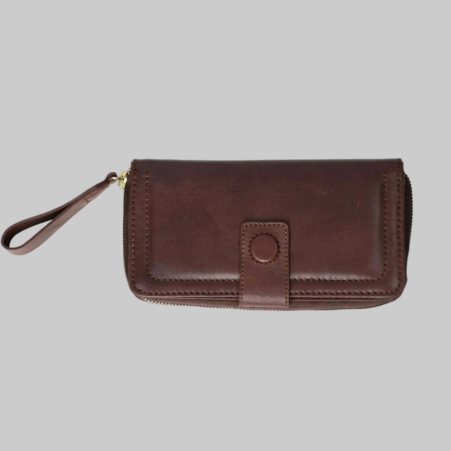 GULPOSH Executive Leather Zip-Around Clutch & Wristlet (Classic Brown Edition)