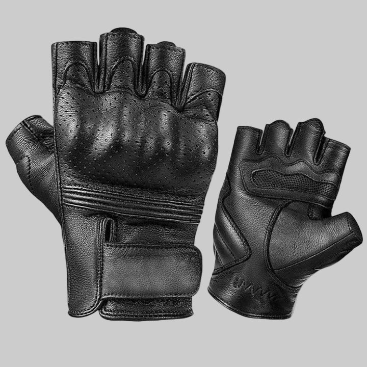 Premium Men's Fingerless Leather Tactical & Gym Gloves