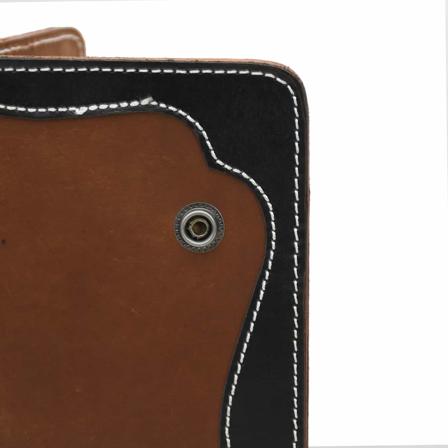 Handcrafted Two-Tone Western Leather Long Biker Wallet with Overlay Detail