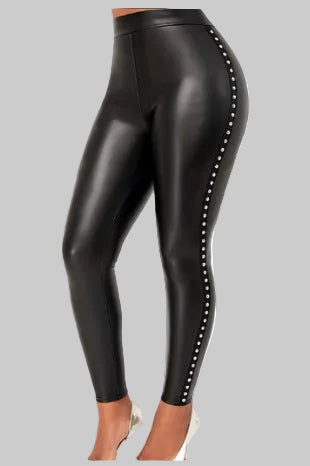 Gulposh Luxe "Stardust" Studded Side-Stripe Leggings