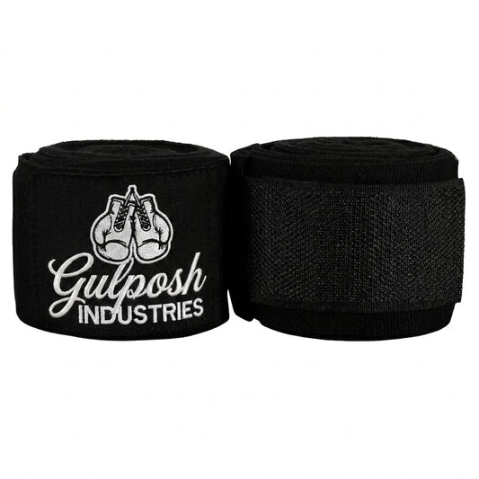 Gulposh Industries Pro-Fighter Boxing Hand Wraps (Stealth Black Script Edition)
