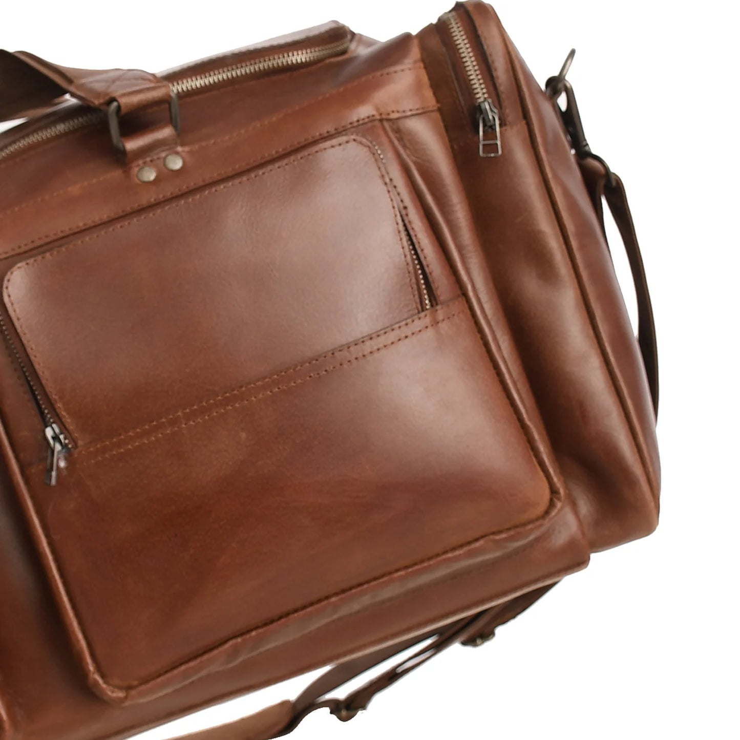 Large Capacity Leather Weekender Duffle Bag
