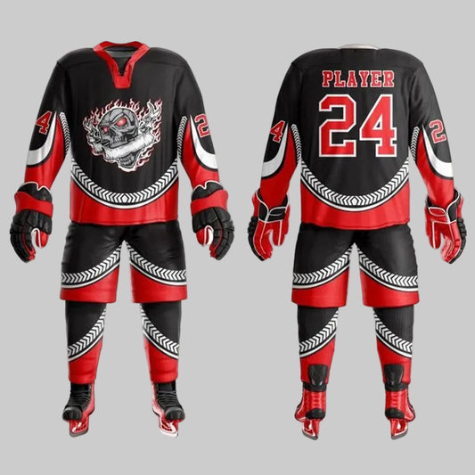 Elite Skull & Flames Custom Hockey Uniform