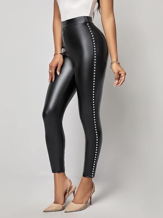 Gulposh Luxe "Stardust" Studded Side-Stripe Leggings
