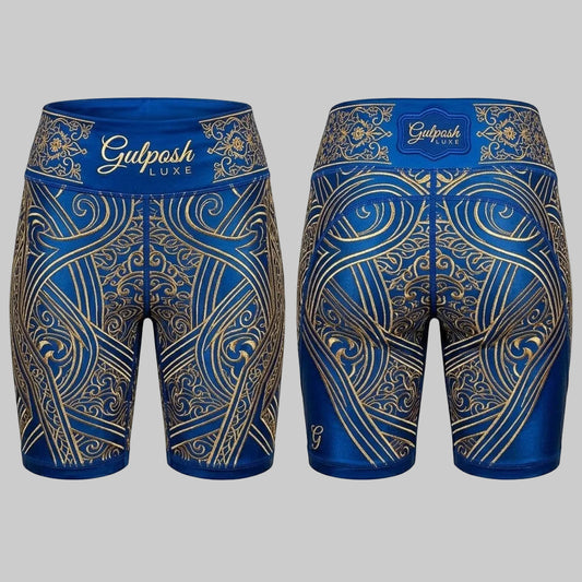 Gulposh Luxe Aurelia Regal Training Shorts (Electric Blue/Gold Edition)