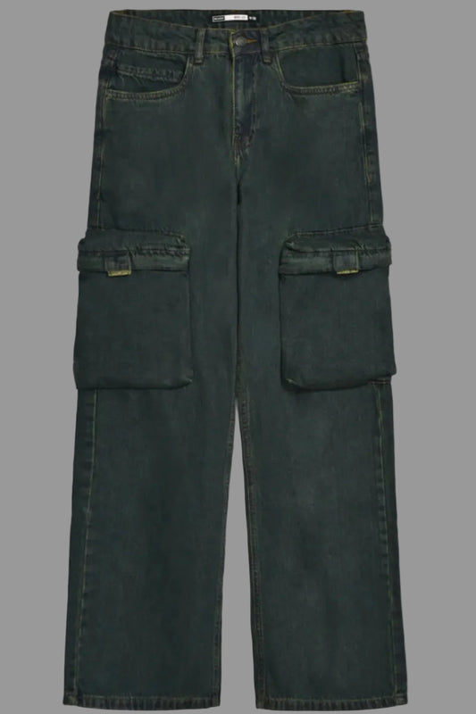 Gulposh Luxe Onyx Tinted Denim Cargo Trousers