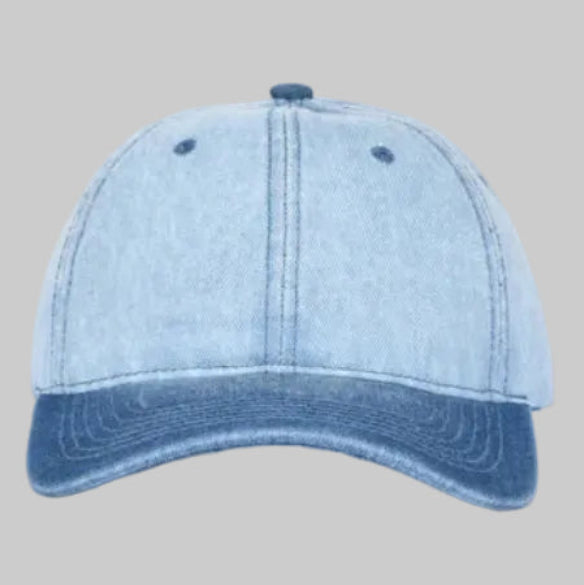 Two-Tone Denim-Wash Cap