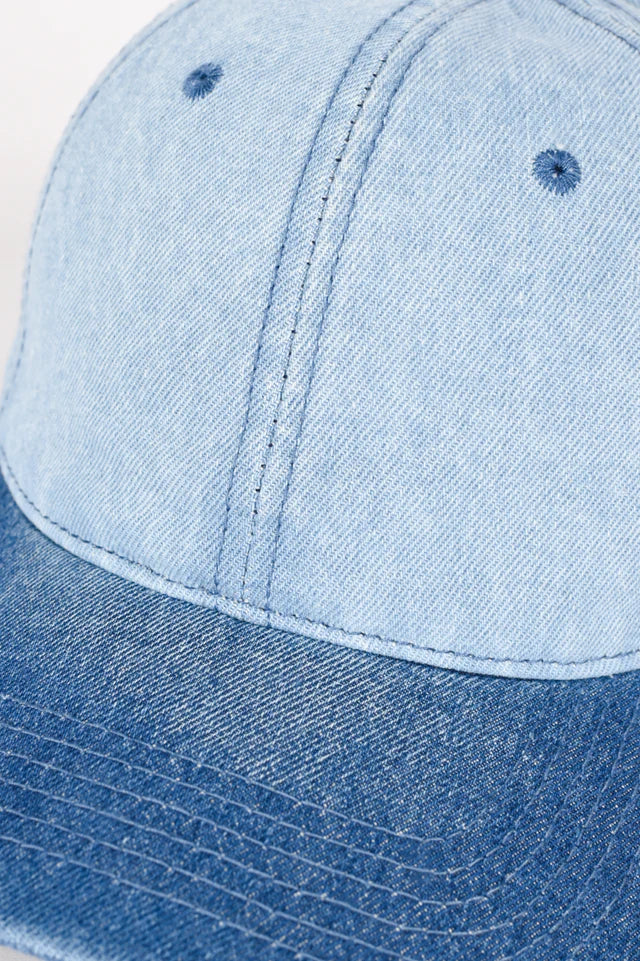 Two-Tone Denim-Wash Cap