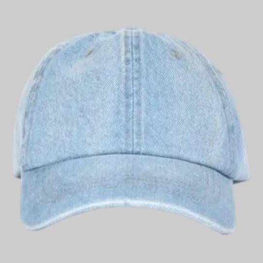 Vintage Light-Wash Denim Dad Hat (Sky Blue)