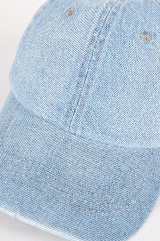 Vintage Light-Wash Denim Dad Hat (Sky Blue)