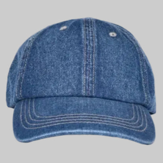 Vintage Medium-Wash Denim Dad Hat (Indigo Blue).