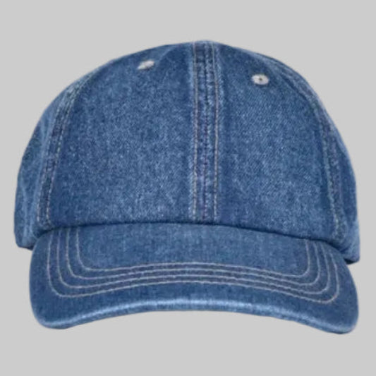 Vintage Medium-Wash Denim Dad Hat (Indigo Blue).