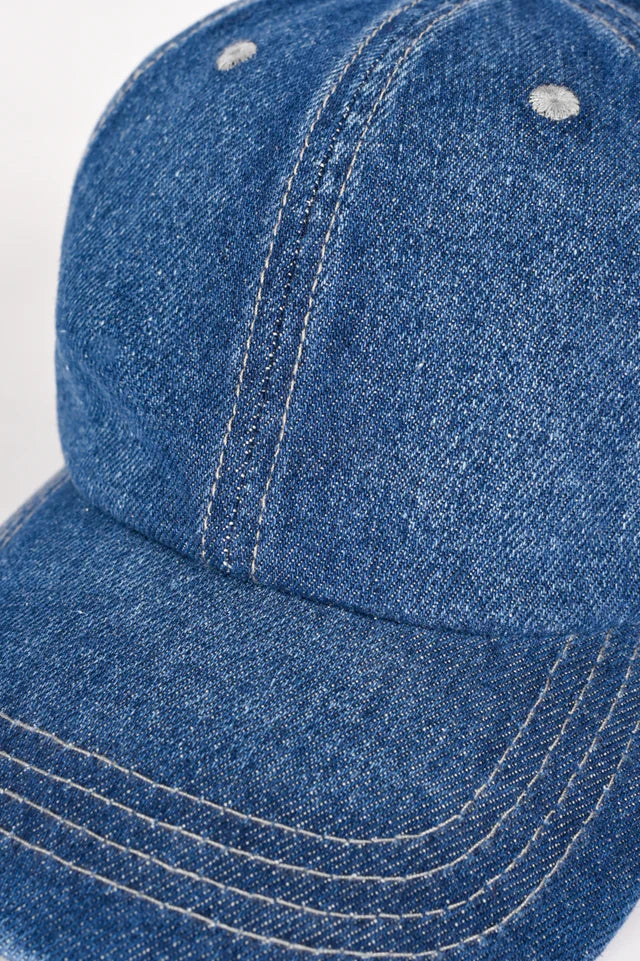 Vintage Medium-Wash Denim Dad Hat (Indigo Blue).