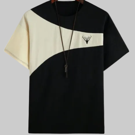 Gulposh Stag-Accent Asymmetric Lifestyle Tee