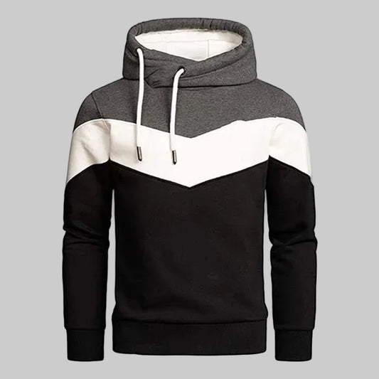 V-Panel Tricolor High-Neck Hoodie