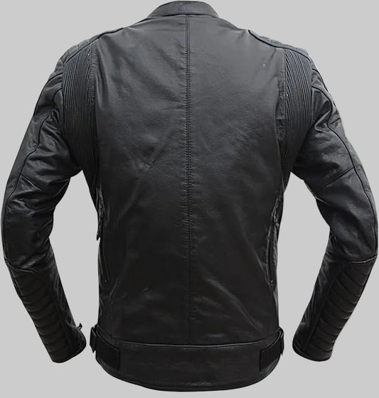 Men's "Stealth-Rider" Tactical Padded Biker Leather Jacket