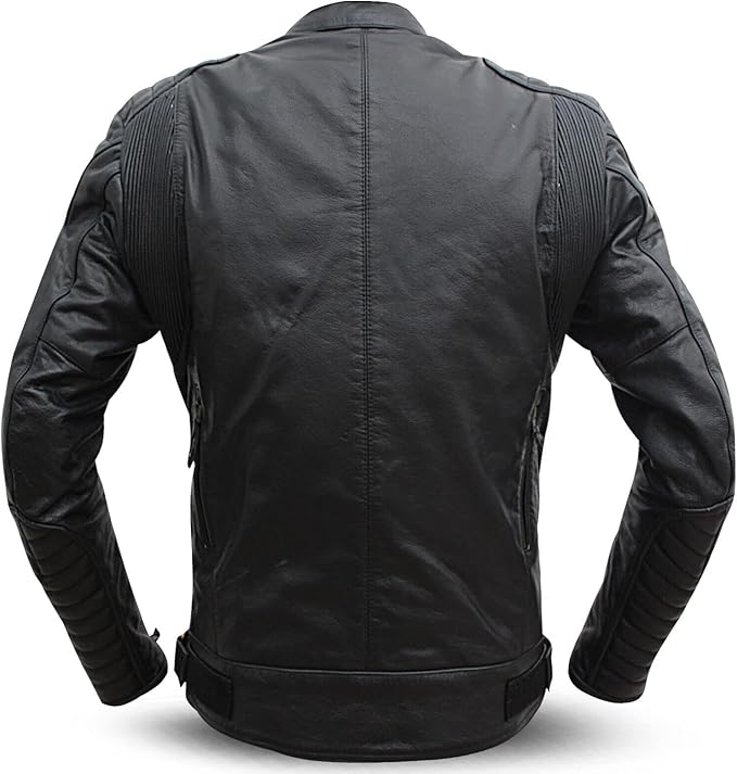Men's Premium Cafe Racer Leather Motorcycle Jacket