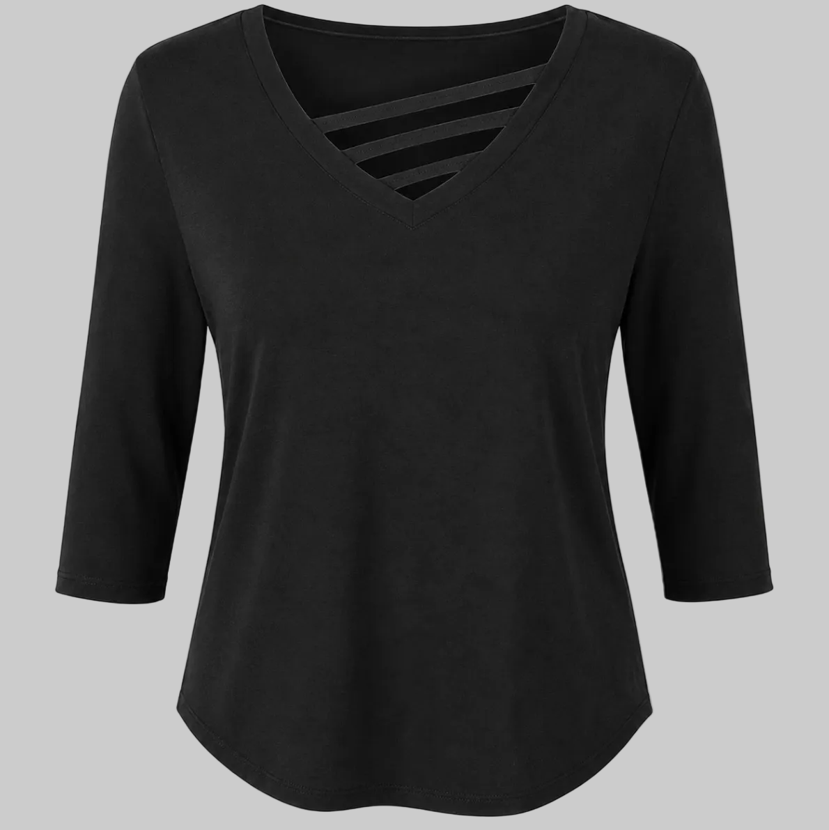 Women's Criss-Cross V-Neck 3/4 Sleeve Casual Top