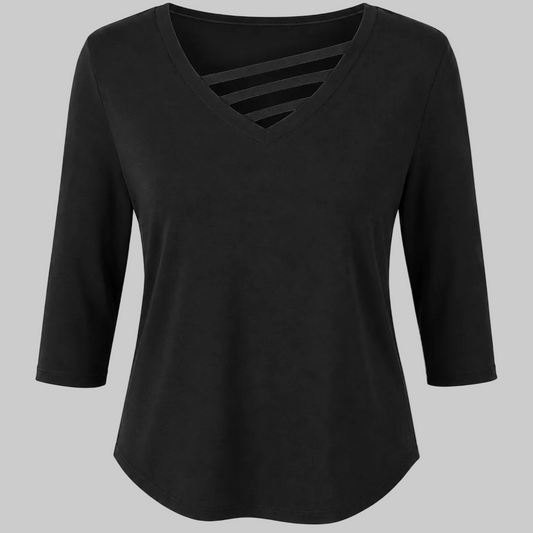 Women's Criss-Cross V-Neck 3/4 Sleeve Casual Top