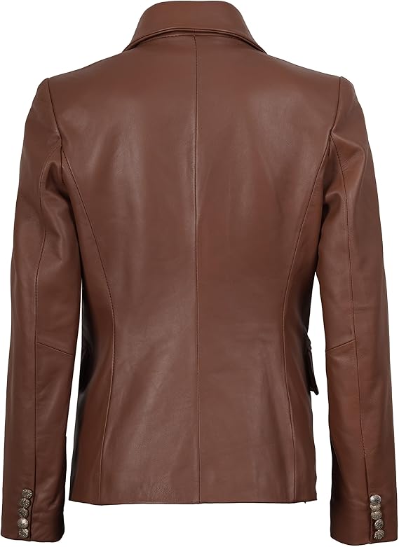 Premium Men's Double-Breasted Leather Blazer