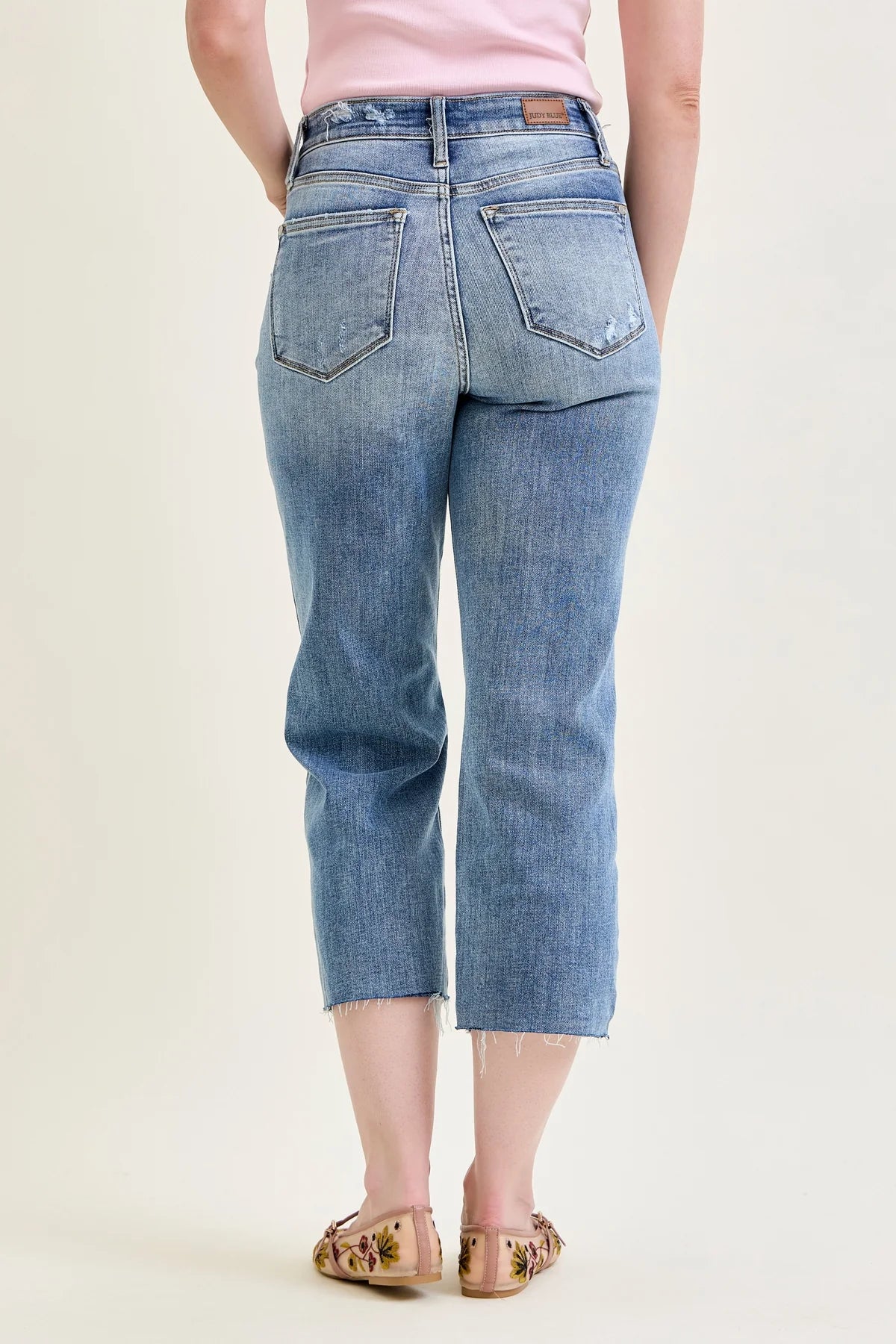 Gulposh Luxe "Canyon Breeze" Distressed Crop Wide-Leg Jeans