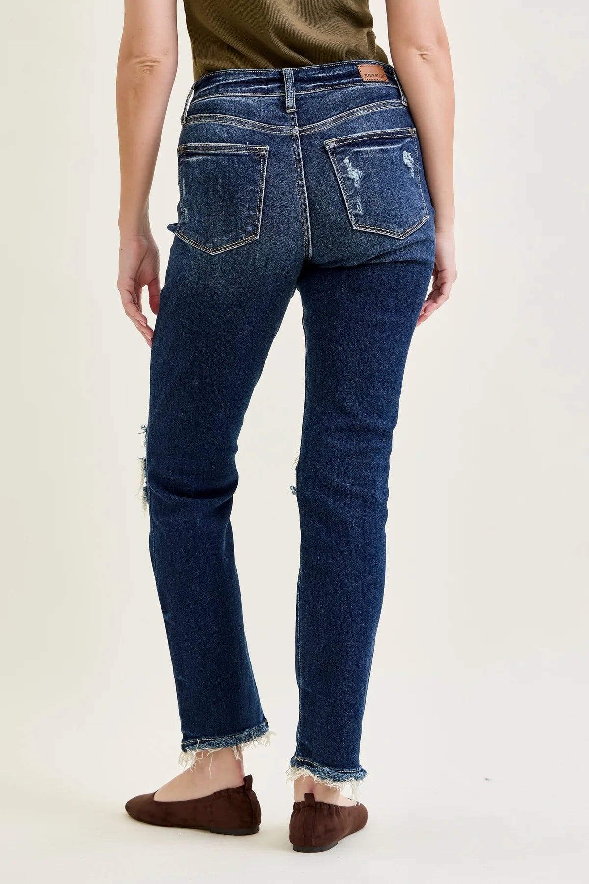 Gulposh Luxe "New Heritage" Shredded Straight-Leg Jeans