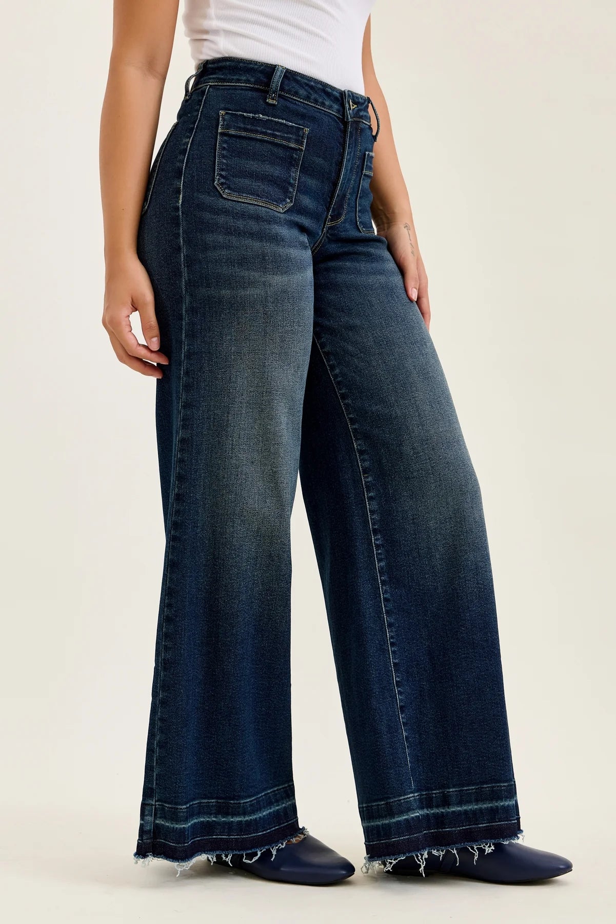 Gulposh Luxe "Maritime" Wide-Leg Denim Trousers