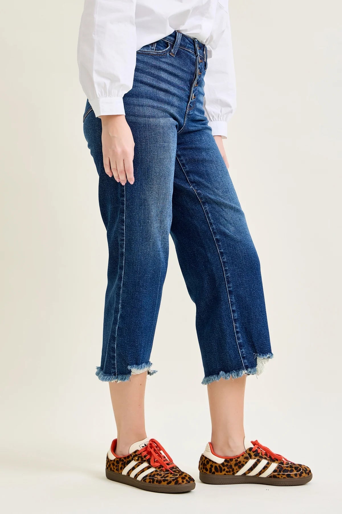 Gulposh Luxe "High-Button" Raw-Hem Crop Jeans