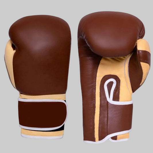 Heritage-Series "Retro-Wave" Hook-and-Loop Training Gloves (Tan, Walnut & Cream Multi-Panel Edition)