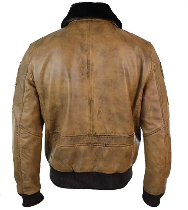 Men's Aviator Leather Bomber Jacket