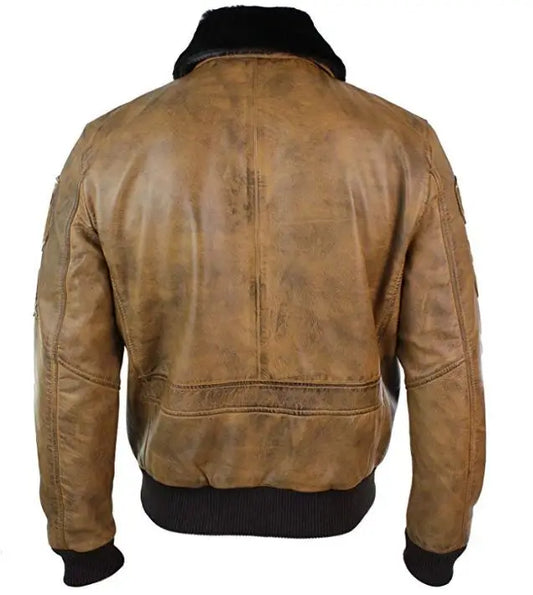 Men's Aviator Leather Bomber Jacket
