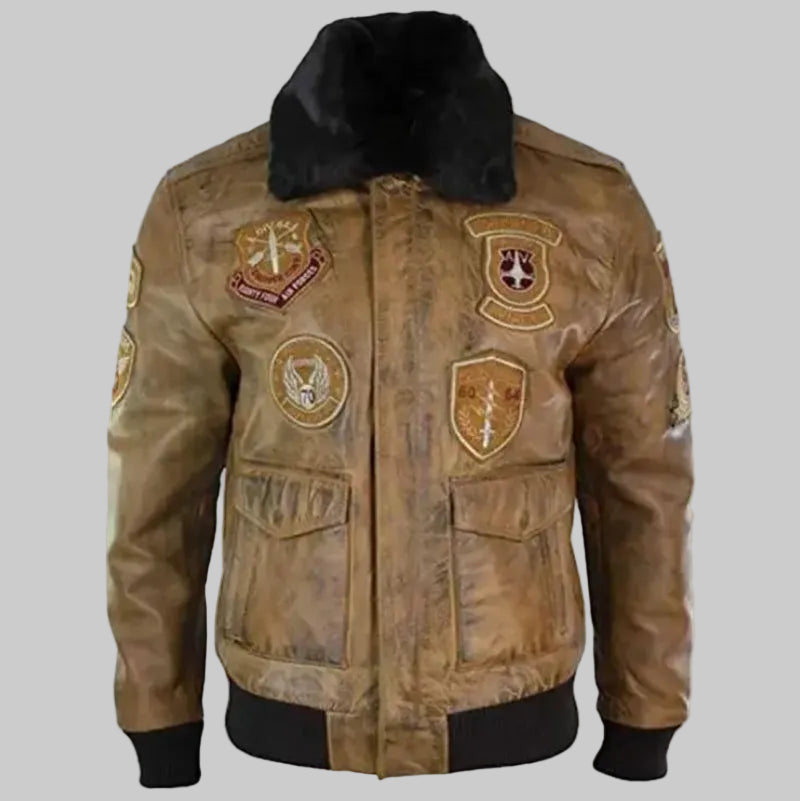 Men's Aviator Leather Bomber Jacket