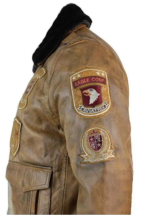 Men's Aviator Leather Bomber Jacket