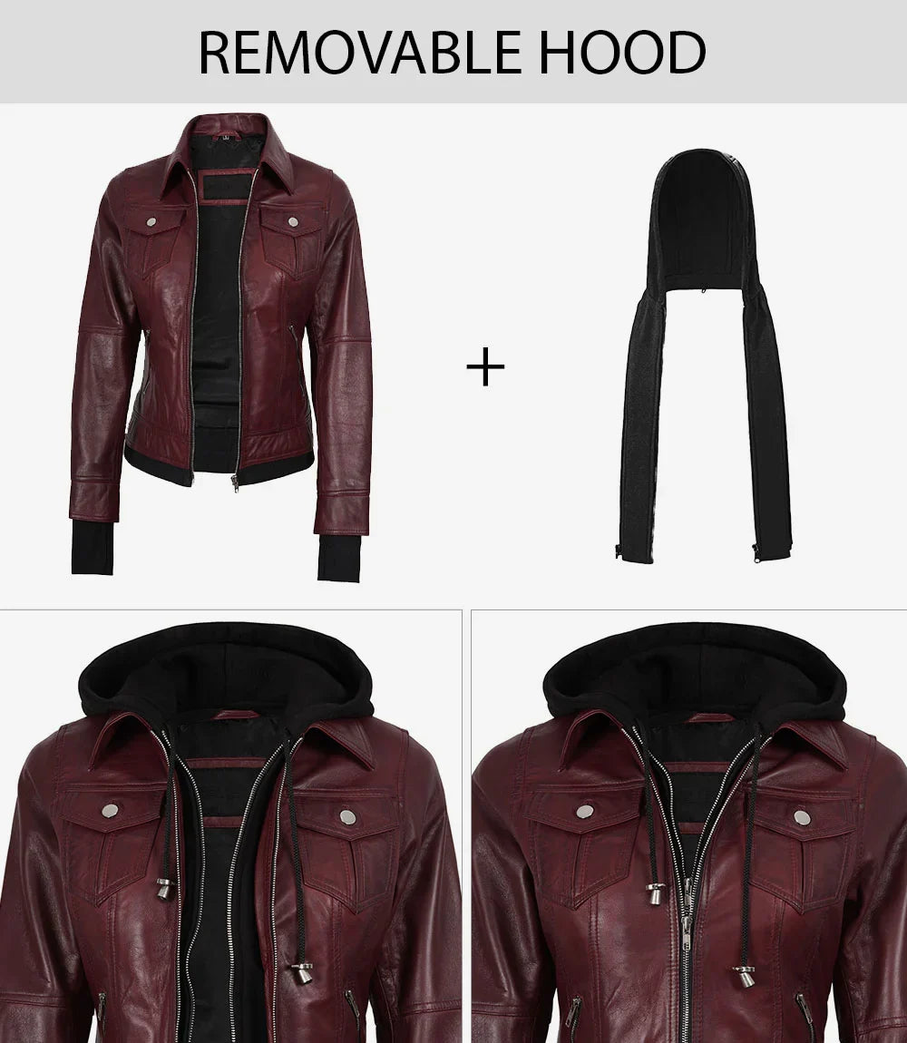 The "Maroon Essence" Quilted Biker Jacket.