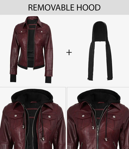 The "Maroon Essence" Quilted Biker Jacket.