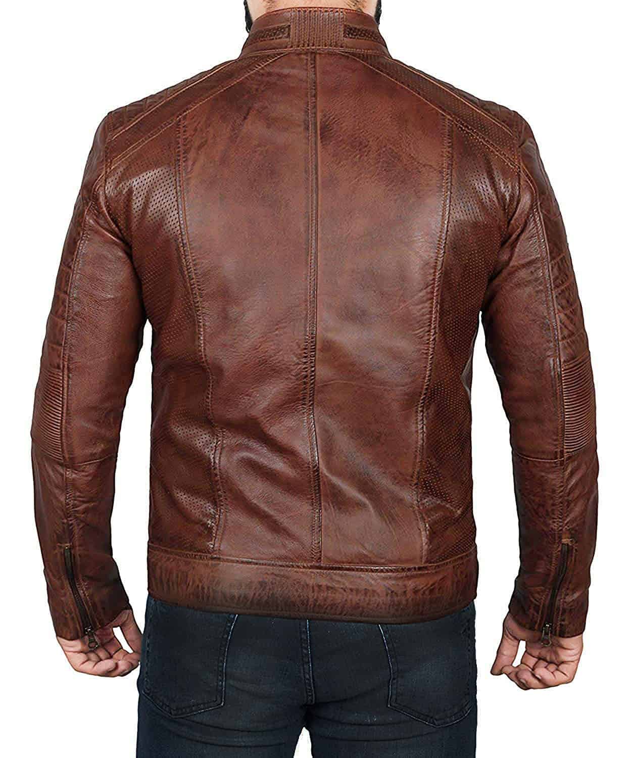 Men's "Titan" Burnished Walnut Armored Biker Jacket
