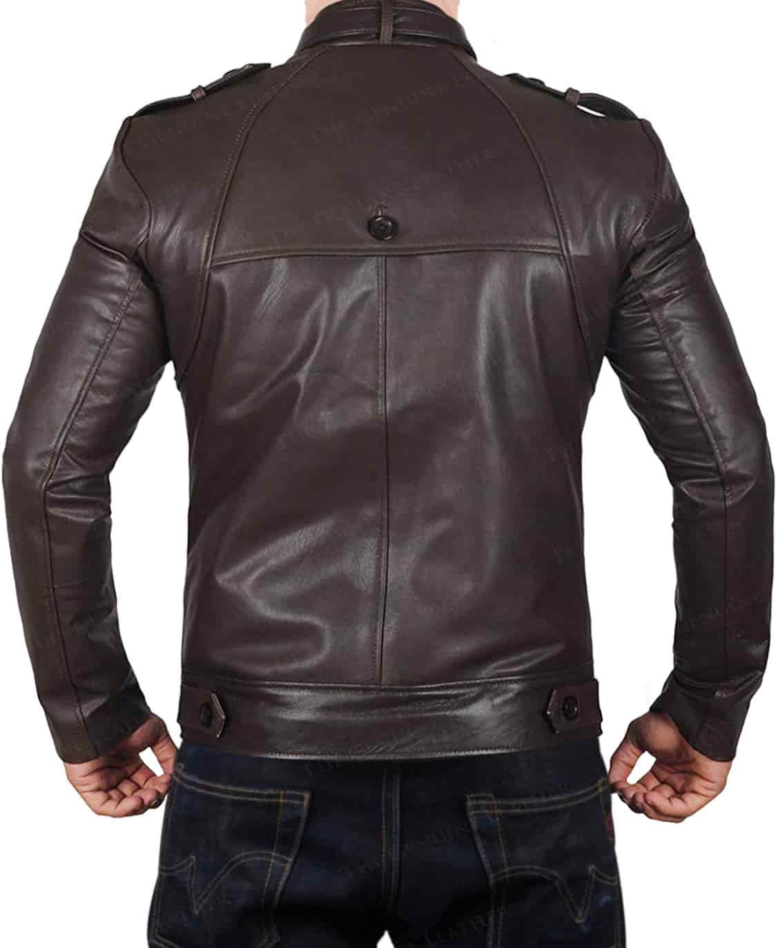 Men's "Cavalier" Military-Inspired Chocolate Leather Jacket