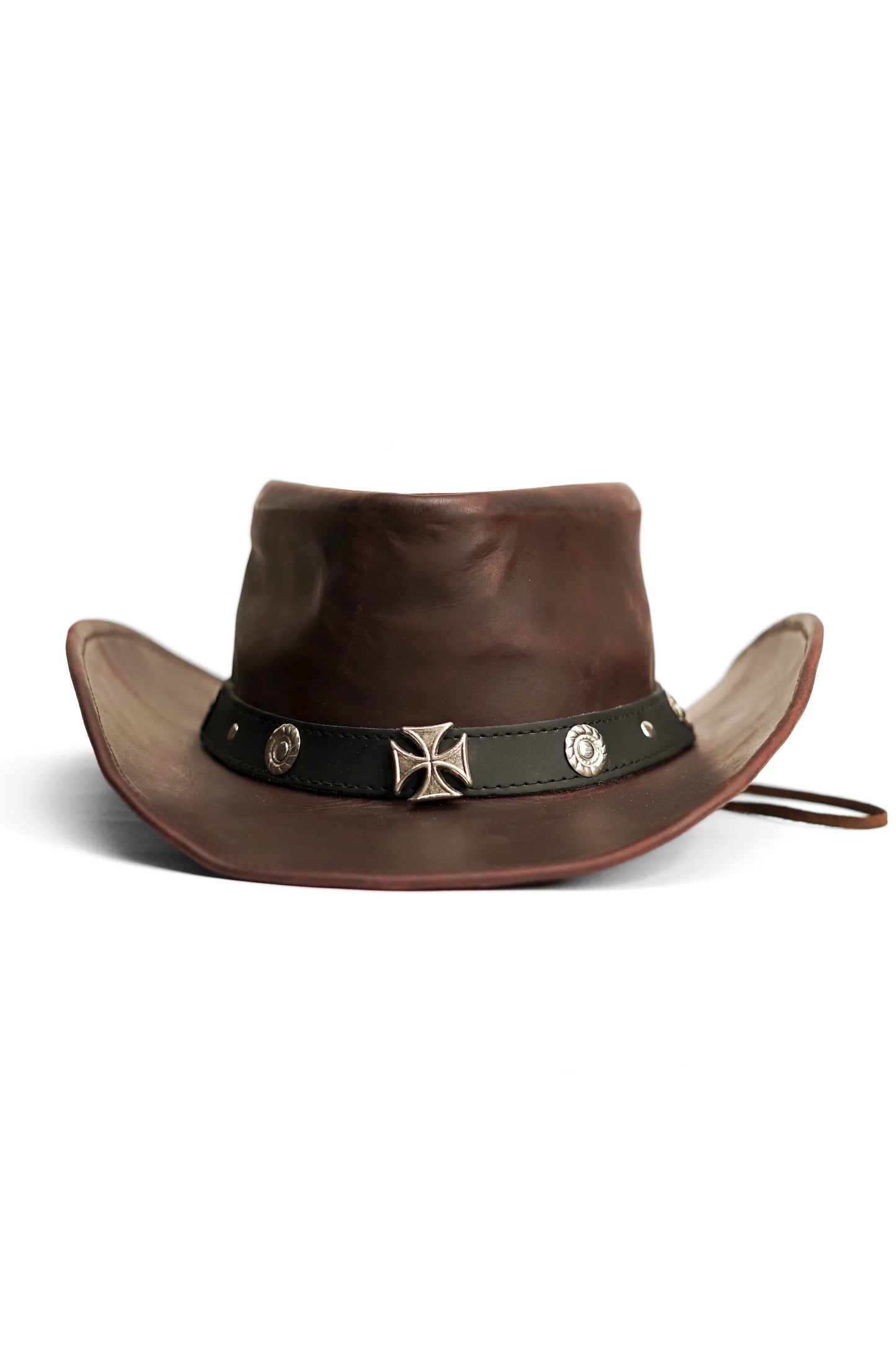 Iron Cross Western Leather Cowboy Hat