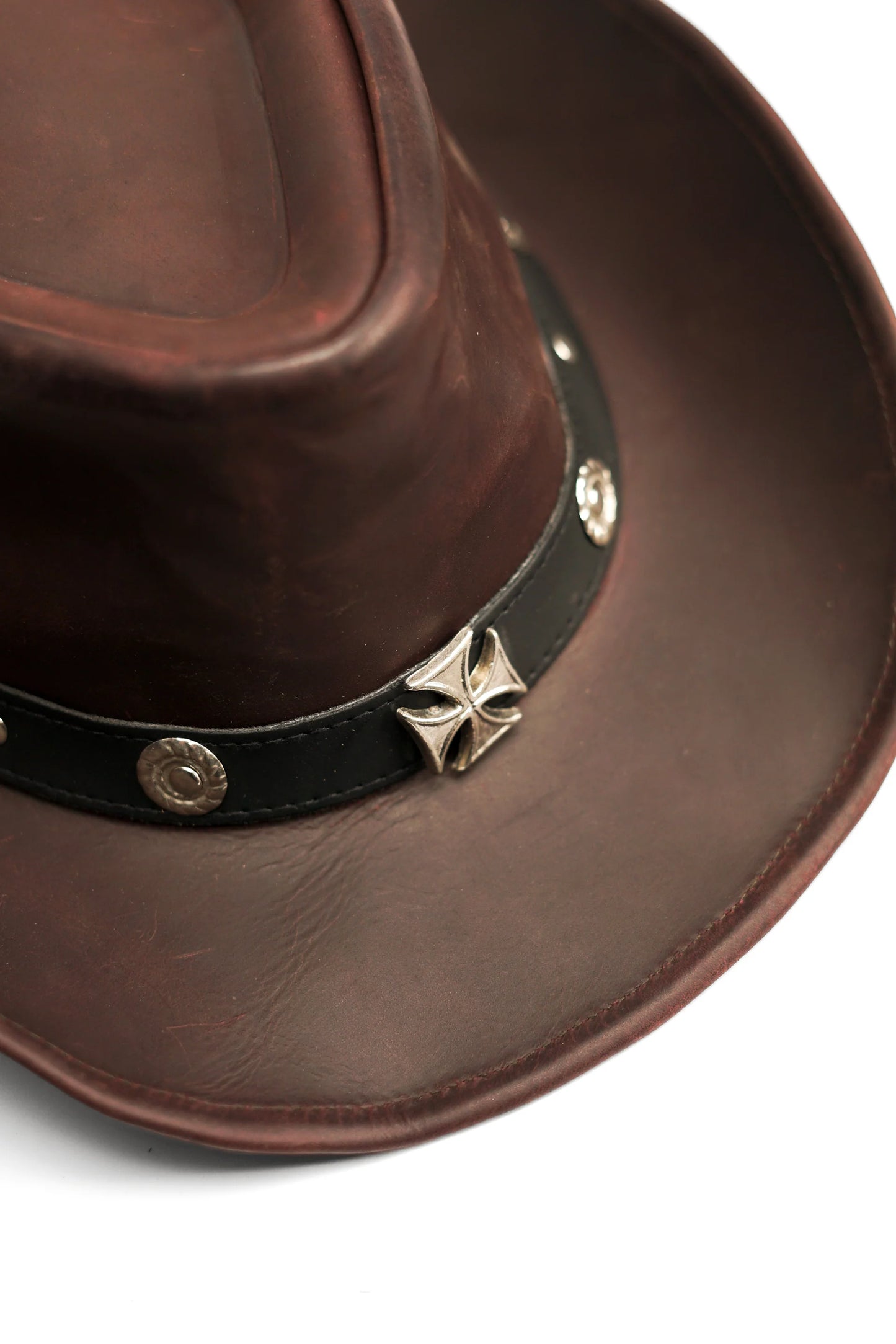 Iron Cross Western Leather Cowboy Hat