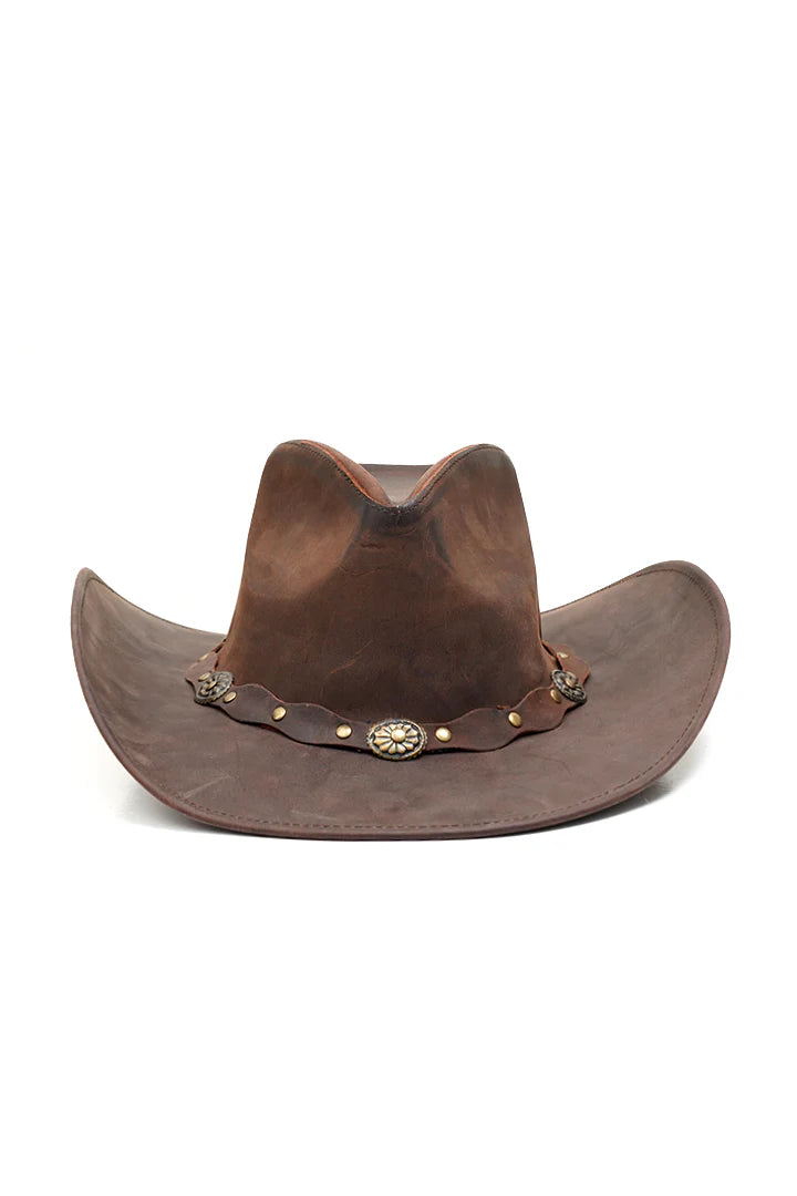 Gulposh Foundry Western Maverick Leather Cowboy Hat (Weathered Brown Edition)