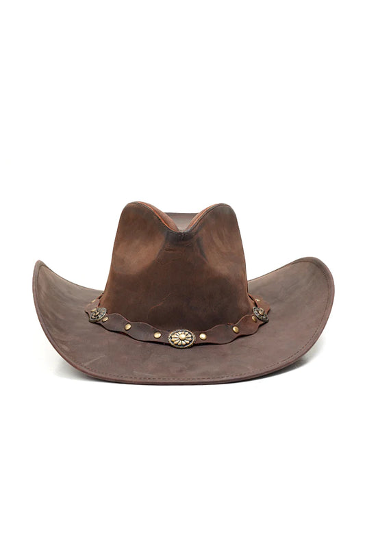 Gulposh Foundry Western Maverick Leather Cowboy Hat (Weathered Brown Edition)