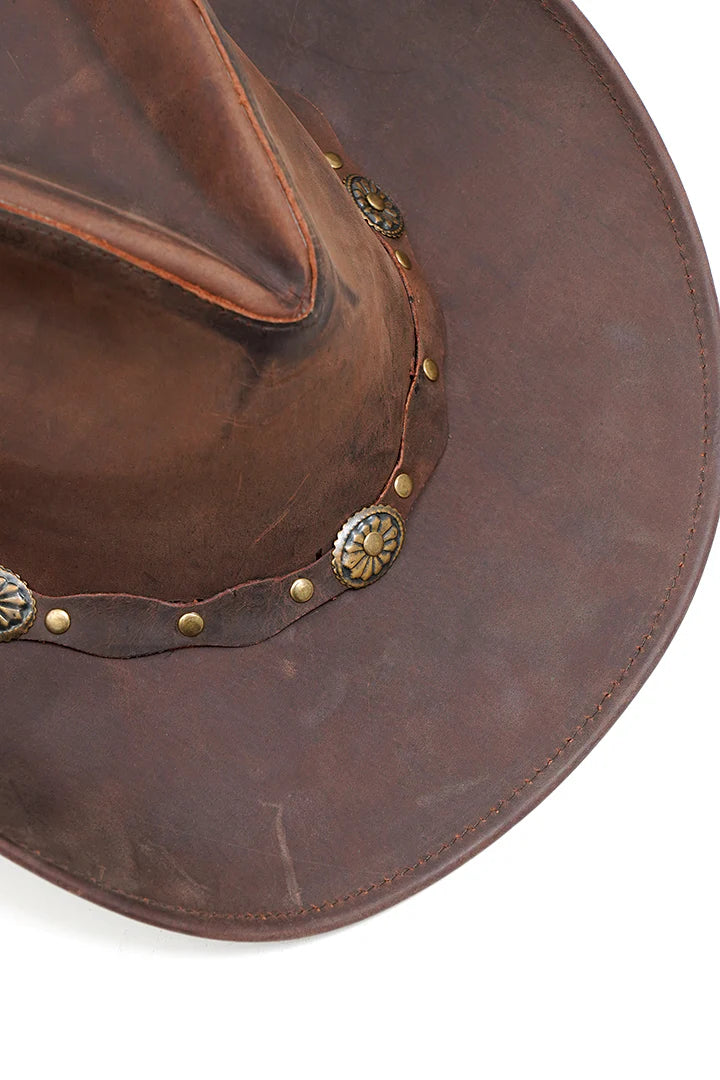 Gulposh Foundry Western Maverick Leather Cowboy Hat (Weathered Brown Edition)