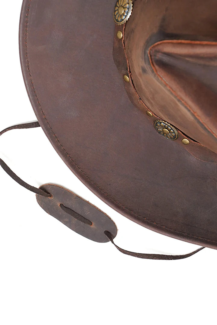 Gulposh Foundry Western Maverick Leather Cowboy Hat (Weathered Brown Edition)