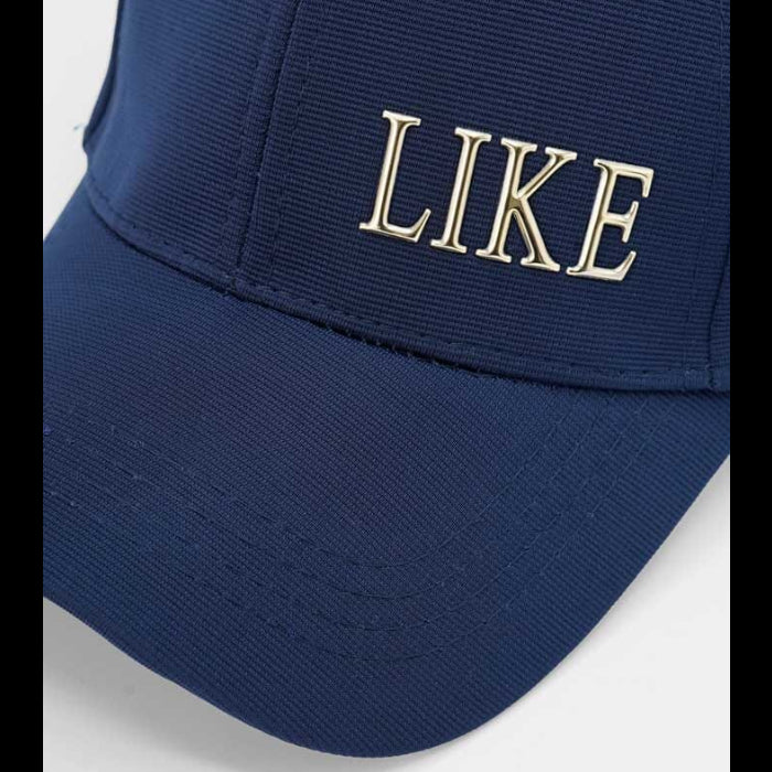 "LIKE" Metallic Wordmark Navy Cap.