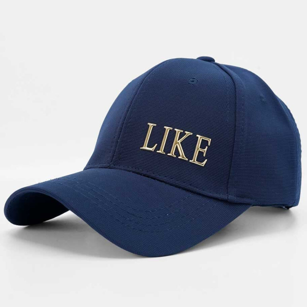 "LIKE" Metallic Wordmark Navy Cap.