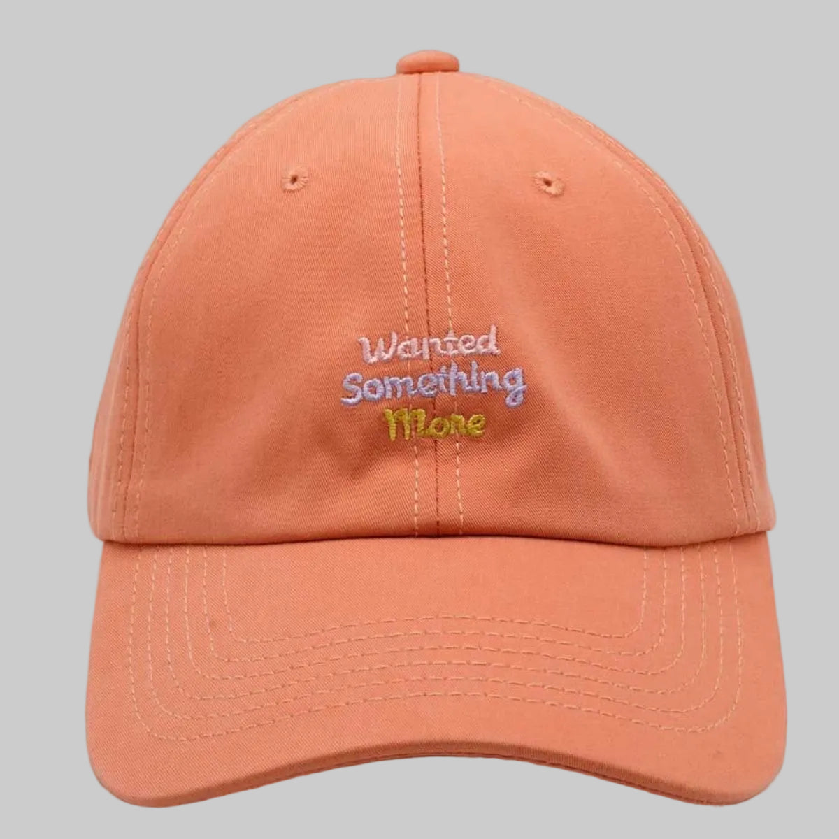 Slogan Embroidered Peach Cap