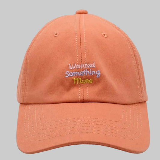 Slogan Embroidered Peach Cap