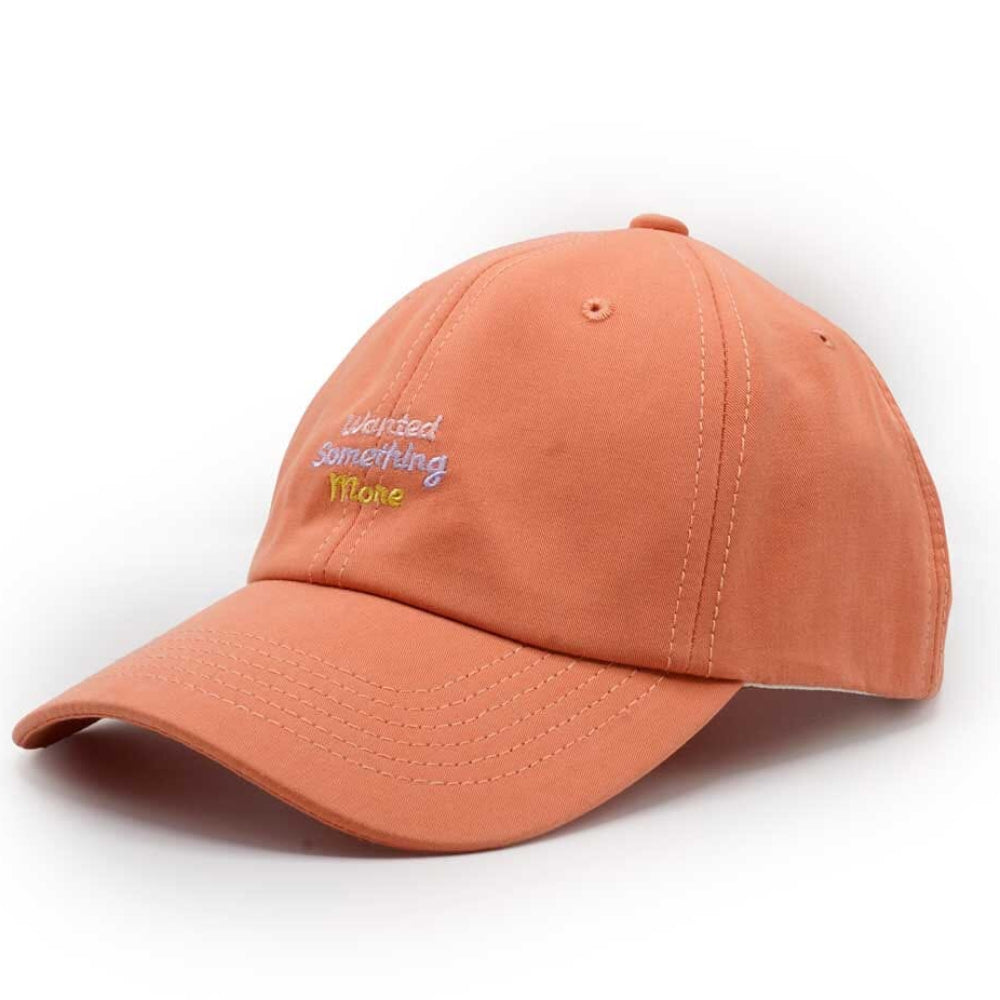 Slogan Embroidered Peach Cap