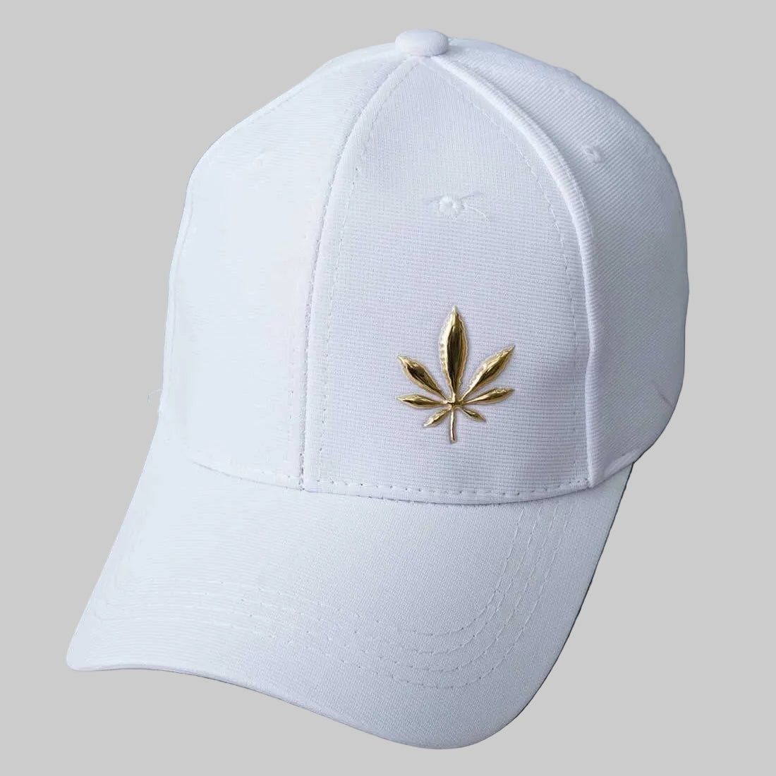 Metallic Leaf Embellished Cap (White)