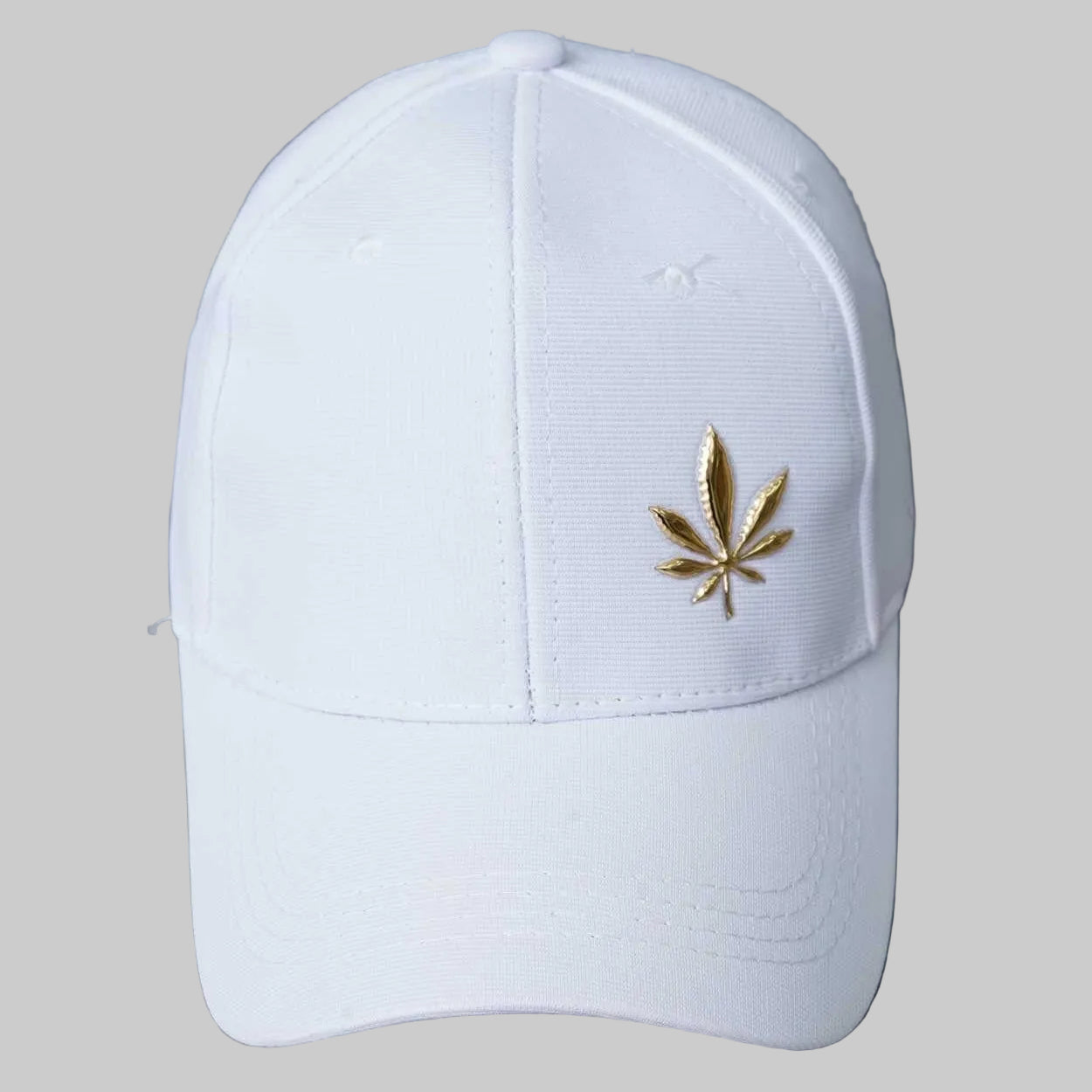 Metallic Leaf Embellished Cap (White)